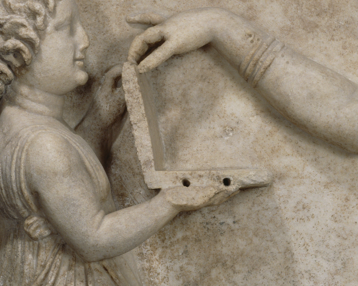 Gravestone with a Woman and Her Attendant