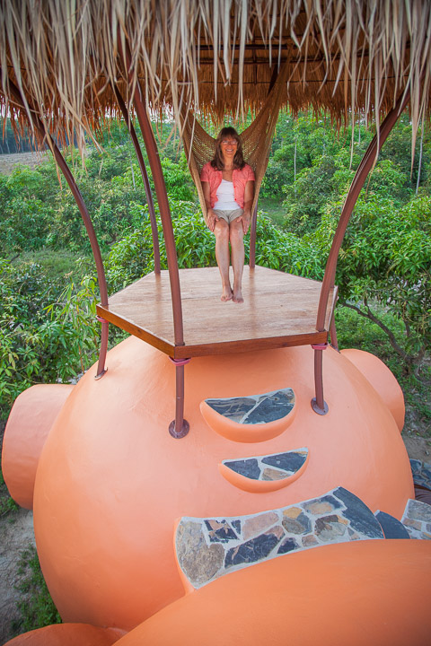 My sister Leslie, enjoying the view in the hammock chair.