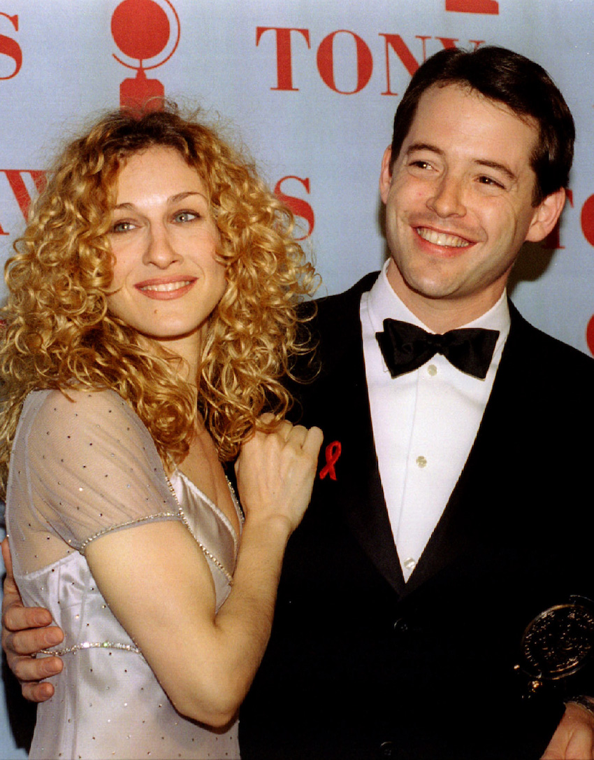 Actor Matthew Broderick, who won the 1995 Tony Award for best actor in a musical, poses with actress..