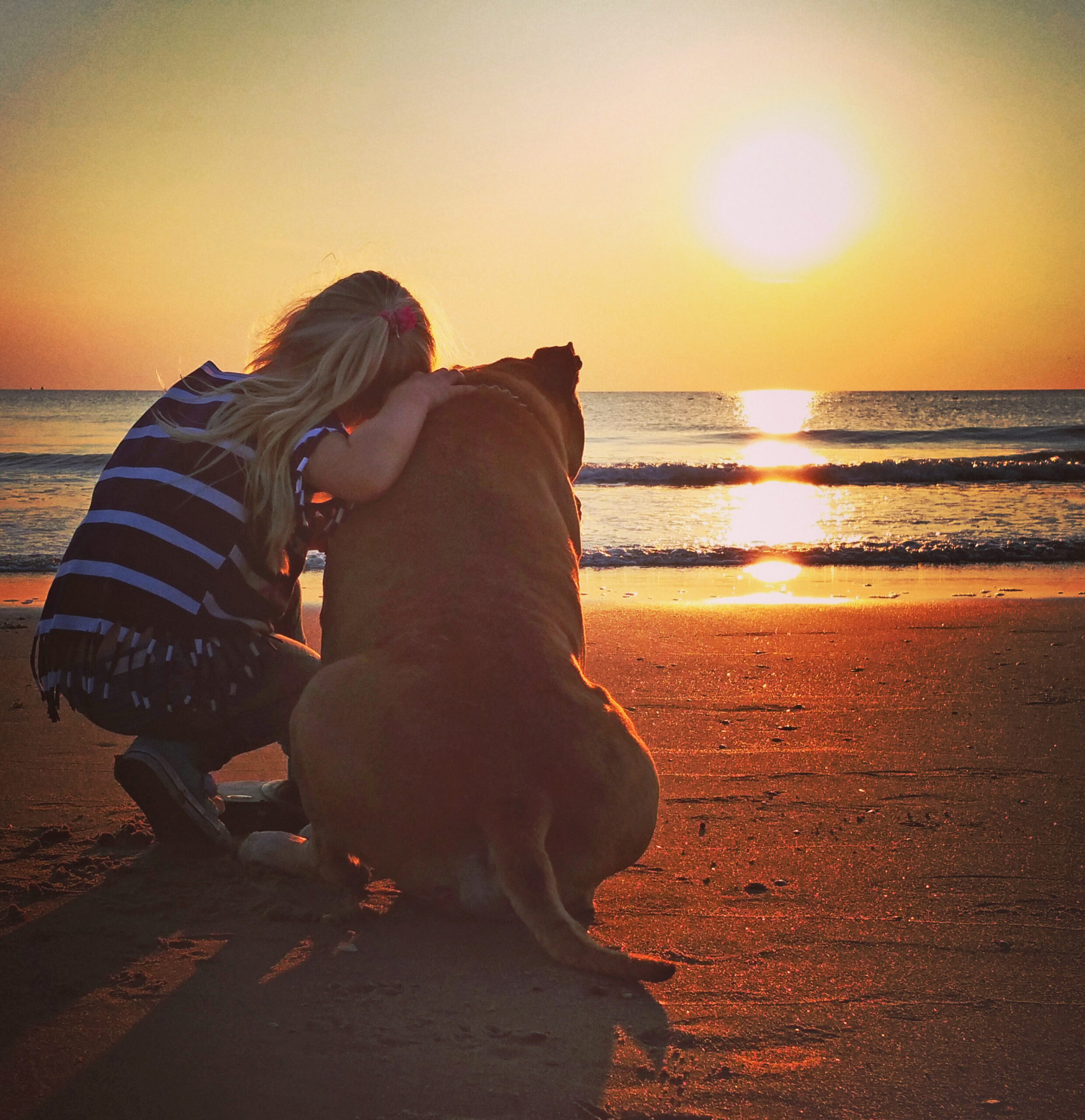 Girl Says Goodbye to Dog