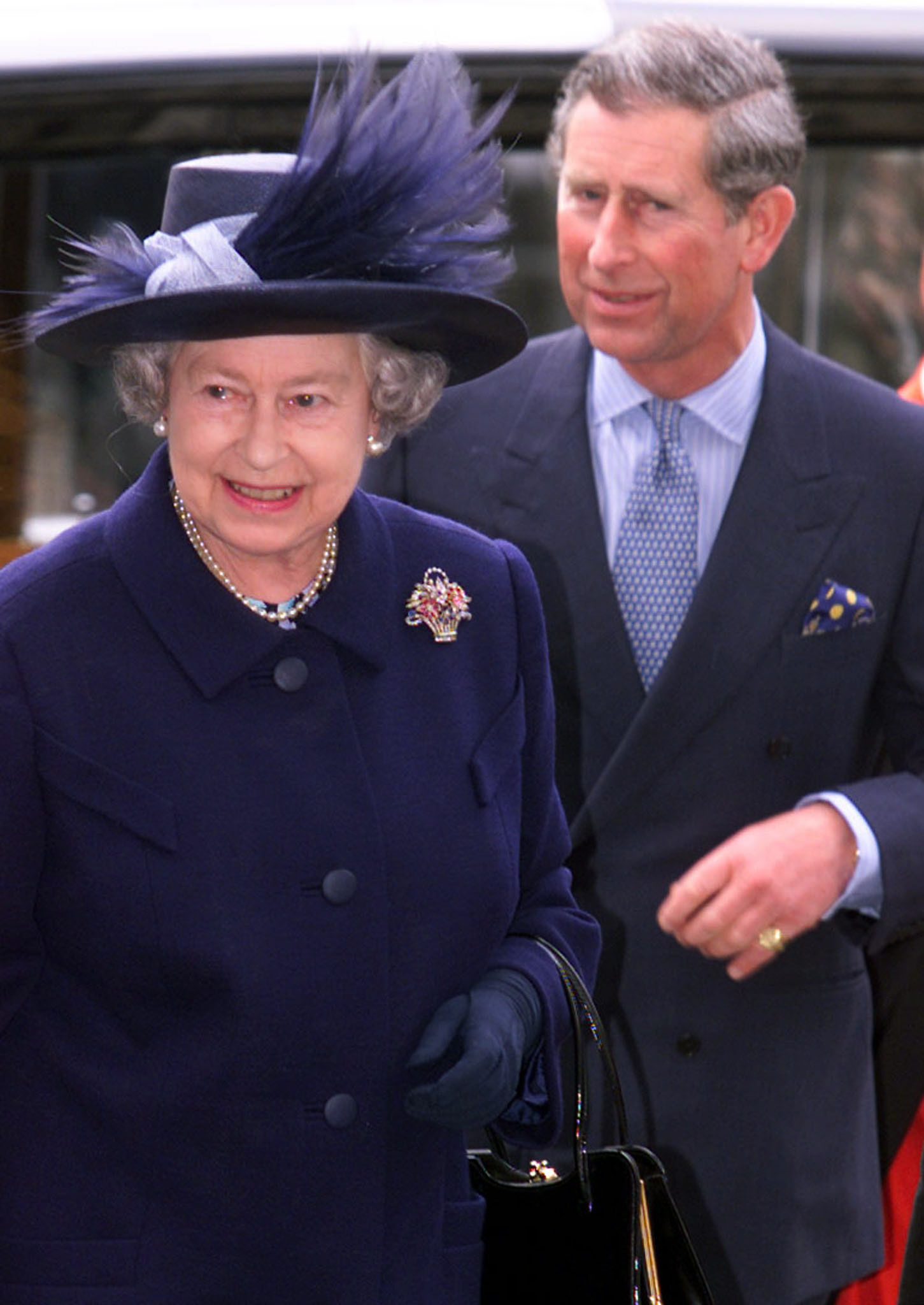 Britain's Queen Elizabeth II  and Prince Charles, the Prince of Wales  arrive at Westminster Abbey f..