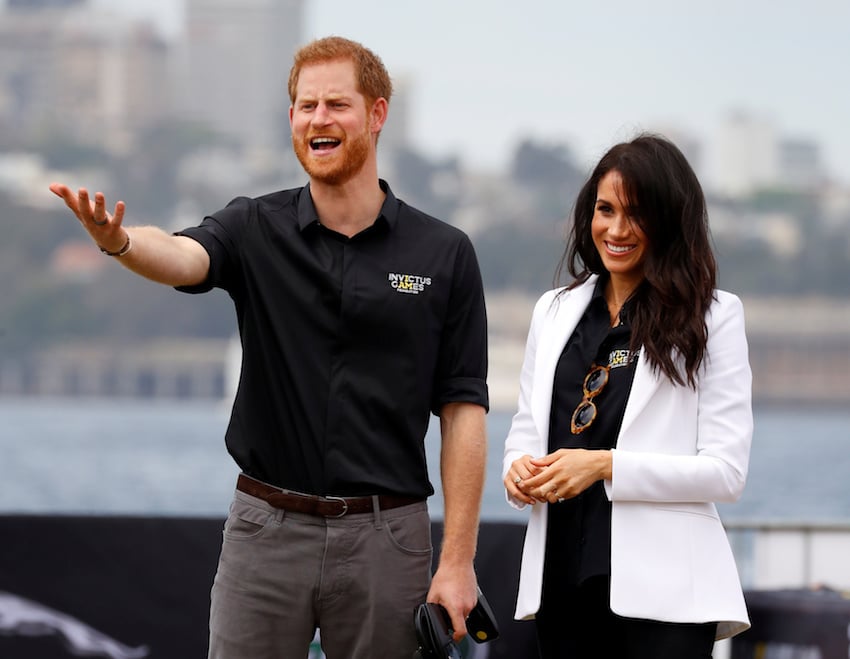 Britain's Prince Harry and Meghan, Duchess of Sussex, attend the Invictus Games Sydney 2018 Jaguar Land Rover Driving Challenge on Cockatoo Island, Sydney