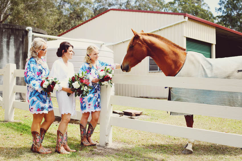 NEWLY WEDS CHASED BY BULL