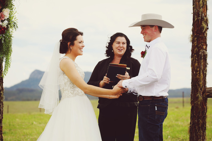 NEWLY WEDS CHASED BY BULL