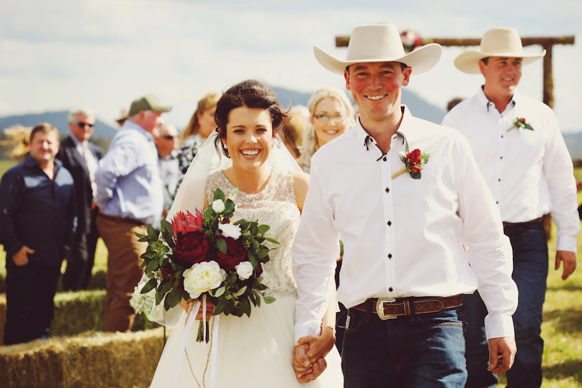 NEWLY WEDS CHASED BY BULL