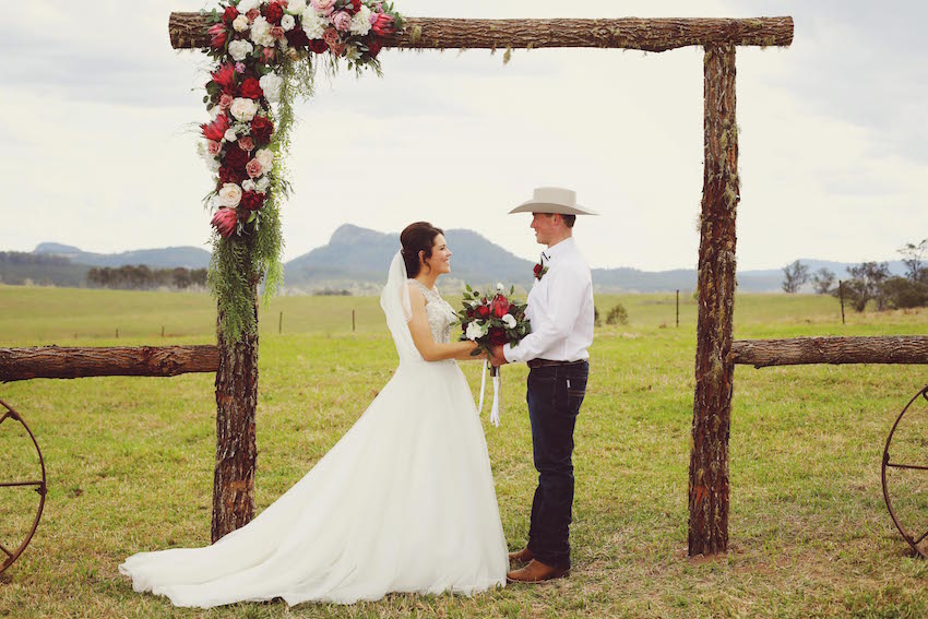 NEWLY WEDS CHASED BY BULL