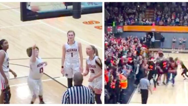 Girl with special needs shoots basketball and crowd goes wild