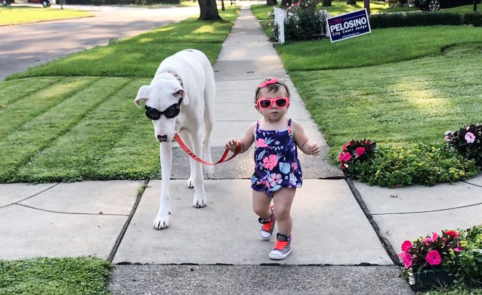 DEAF DOG AND GIRL BEST FRIENDS