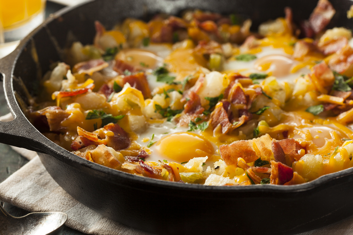 Homemade Hearty Breakfast Skillet with Potatoes and Bacon