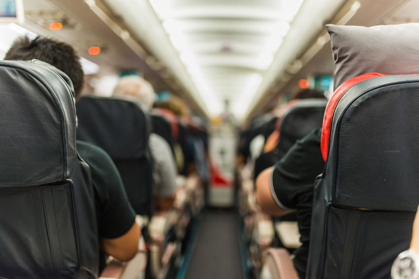 Selective focus shot in an airplane