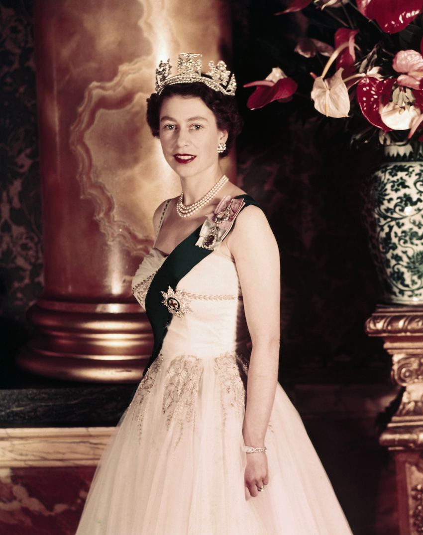 Young Queen Elizabeth II Wearing Her Crown