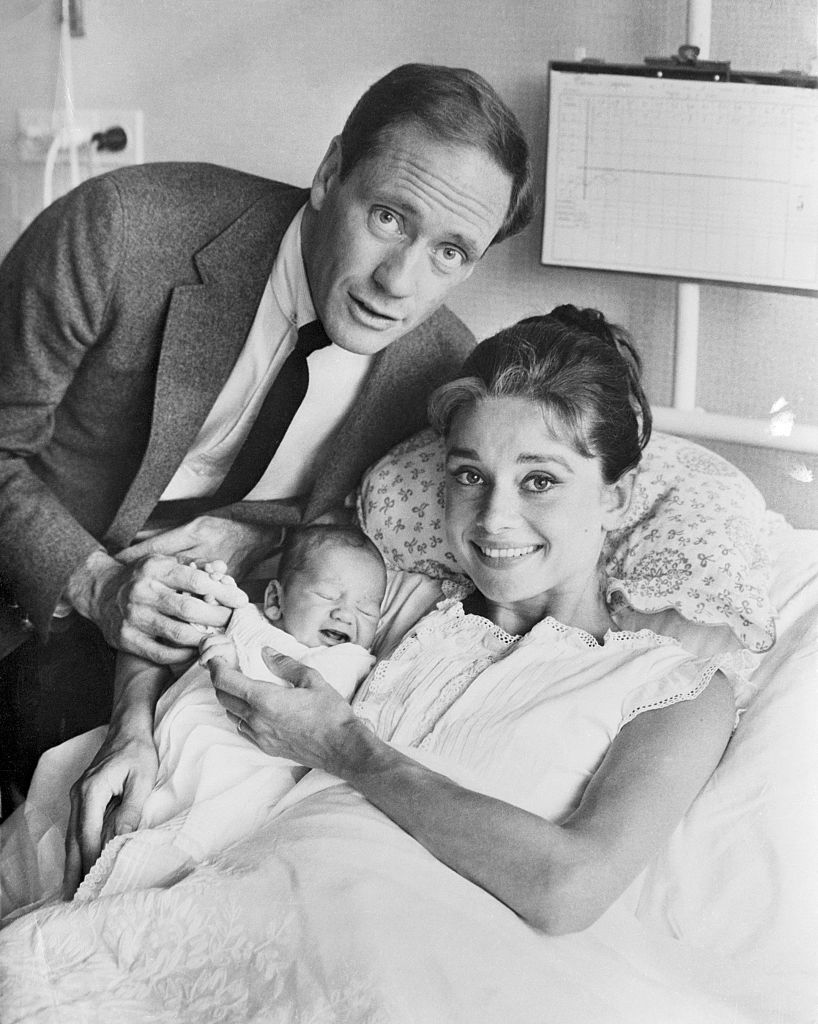 Mel Ferrer with Audrey Hepburn Holding Newborn Sean