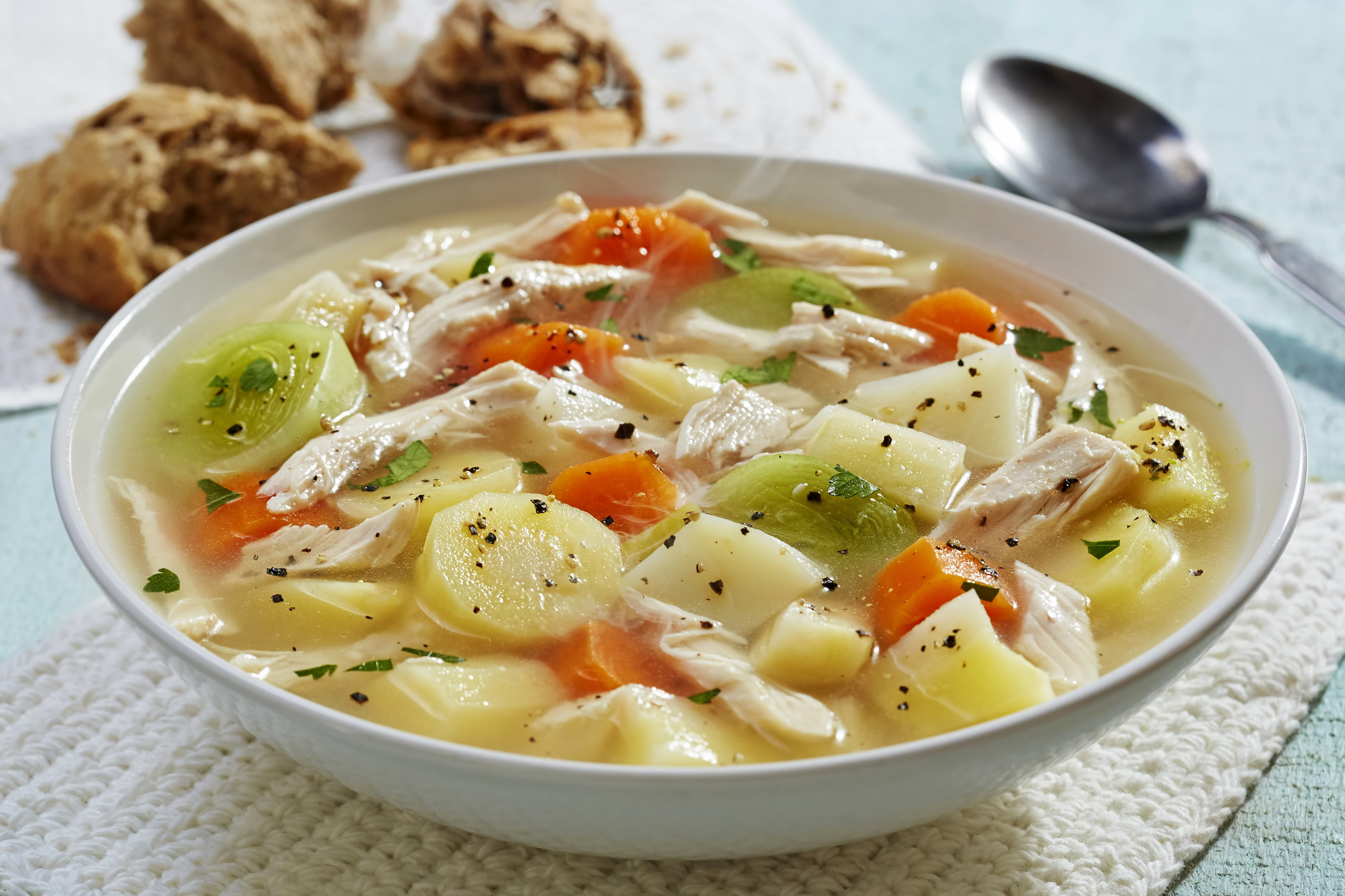 Wholesome chicken soup stew