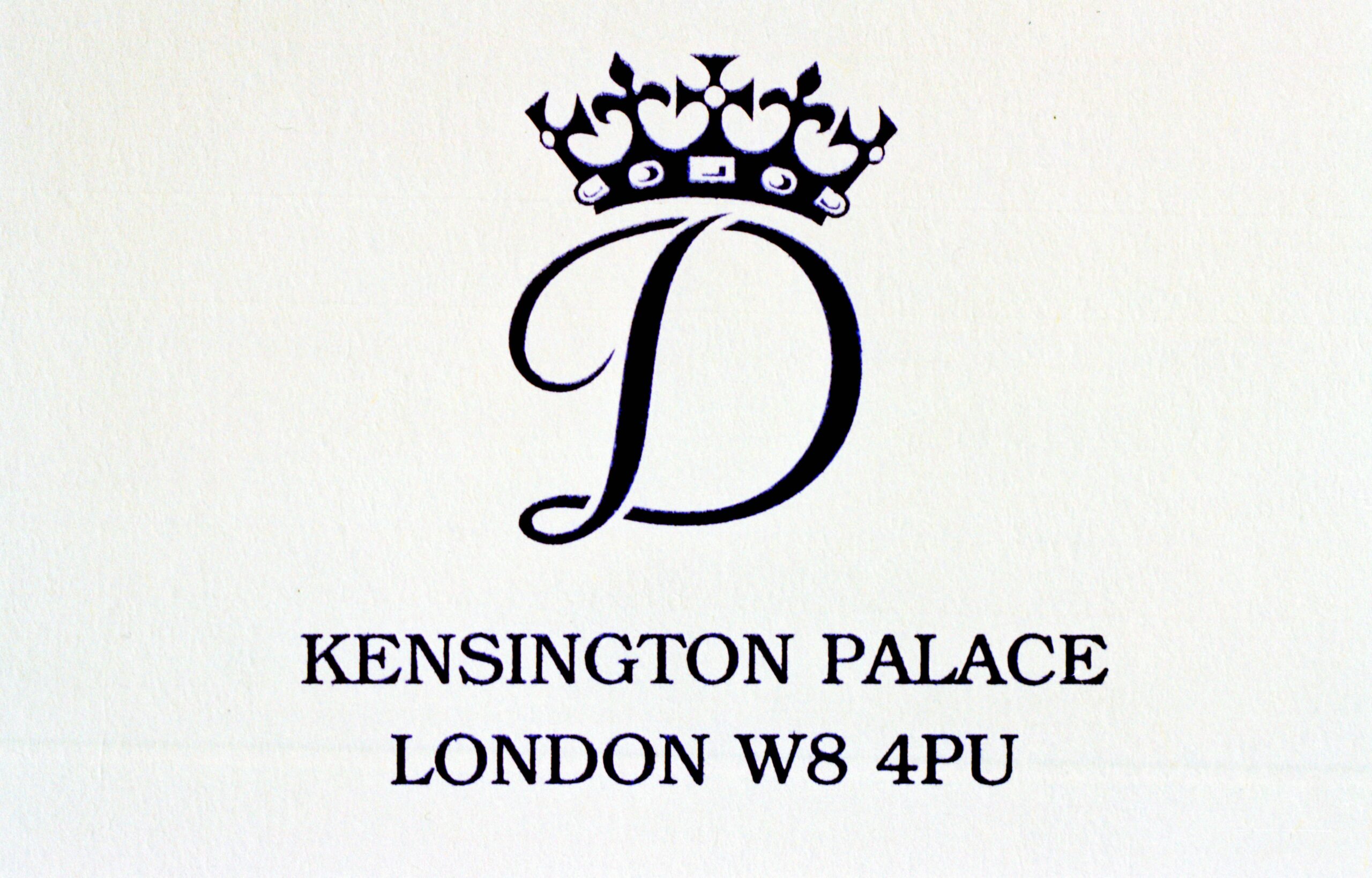Diana, Princess of Wales' Kensington Palace letterheading,