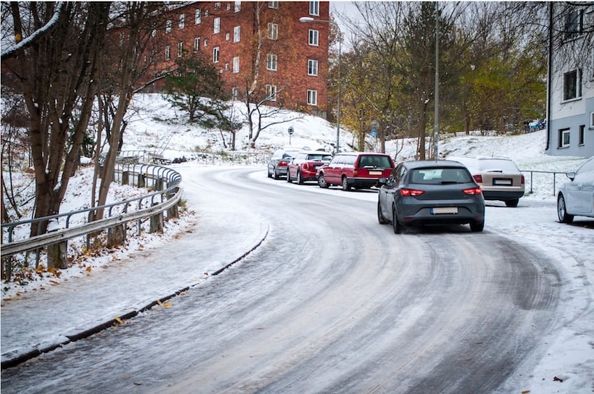 The car on the winter road