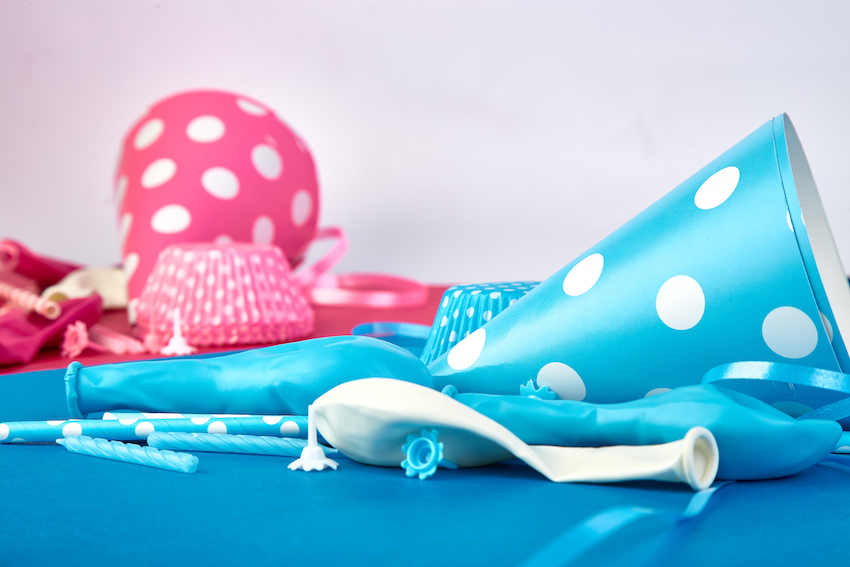 Party pink and blue paper hat.