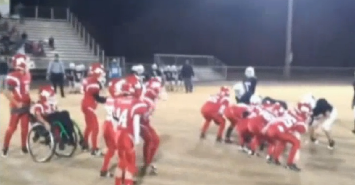 boy in wheelchair touchdown