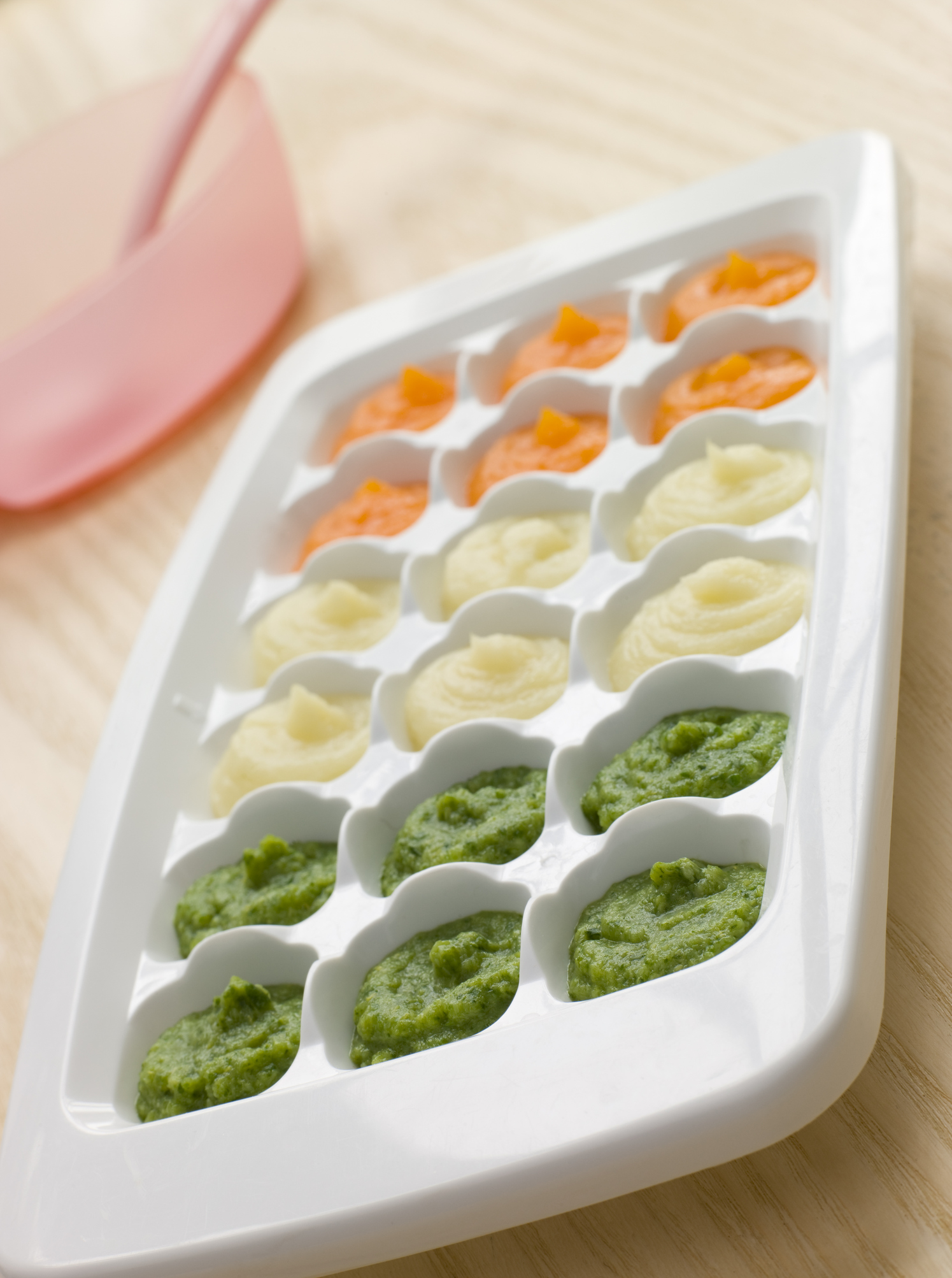 Pureed Baby Food in a Ice Cube Tray