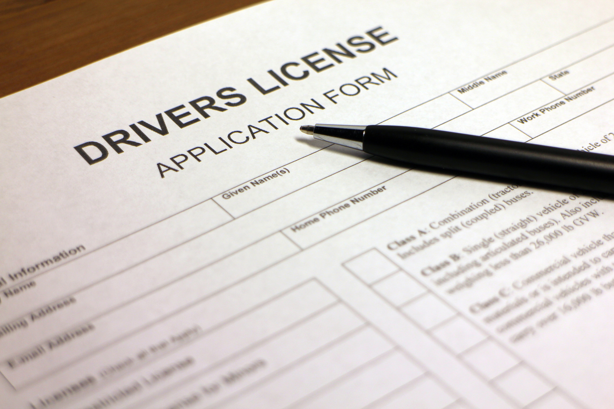 Drivers License ApplicationForm Drivers License ApplicationForm
