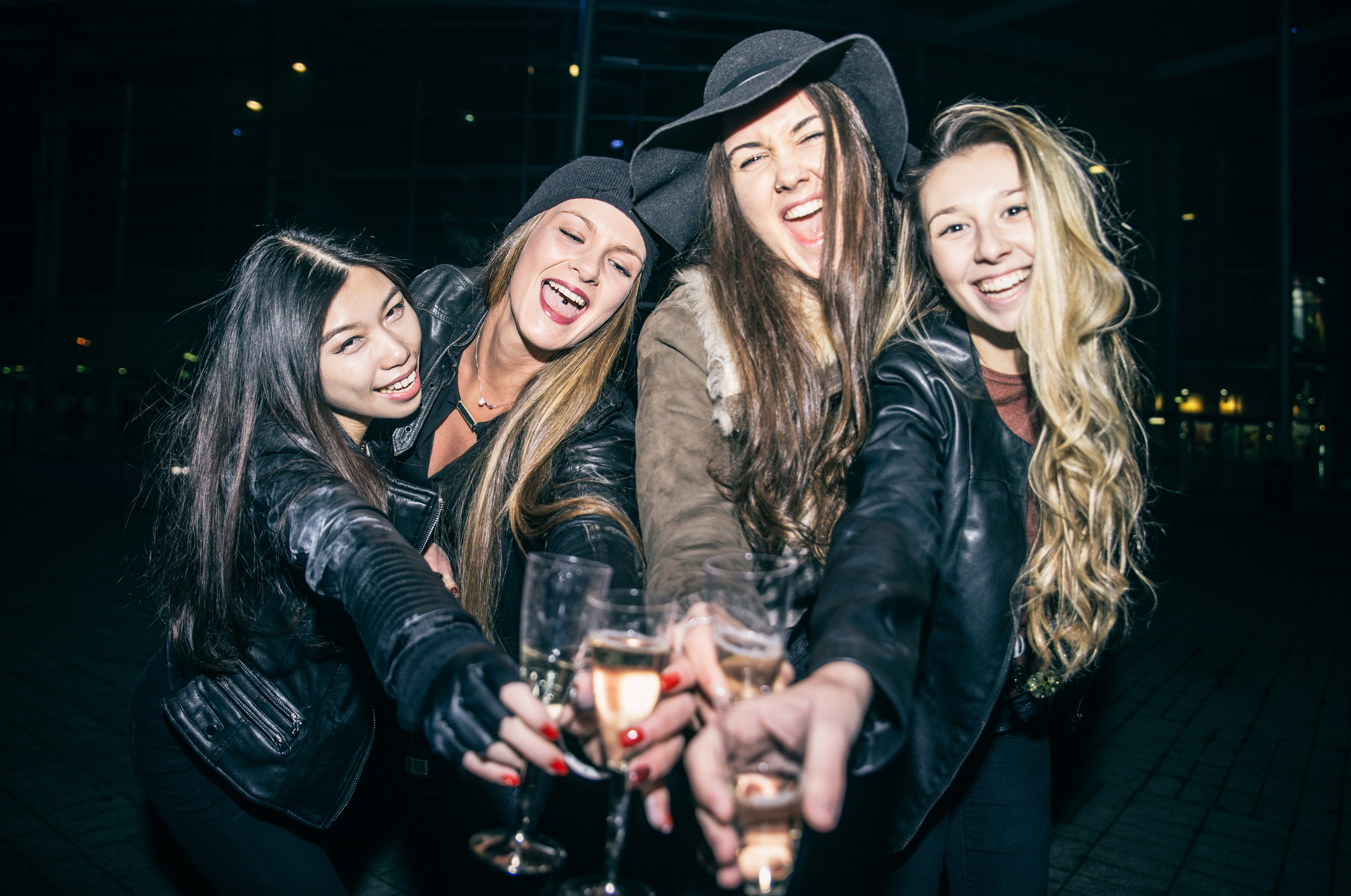 Women partying outdoors