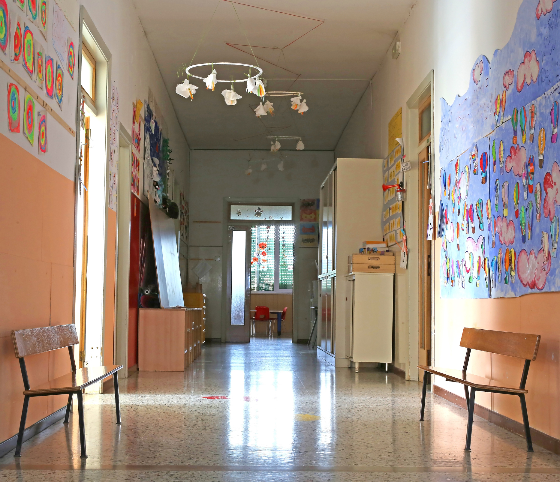 corridor of the atrium of the kindergarten