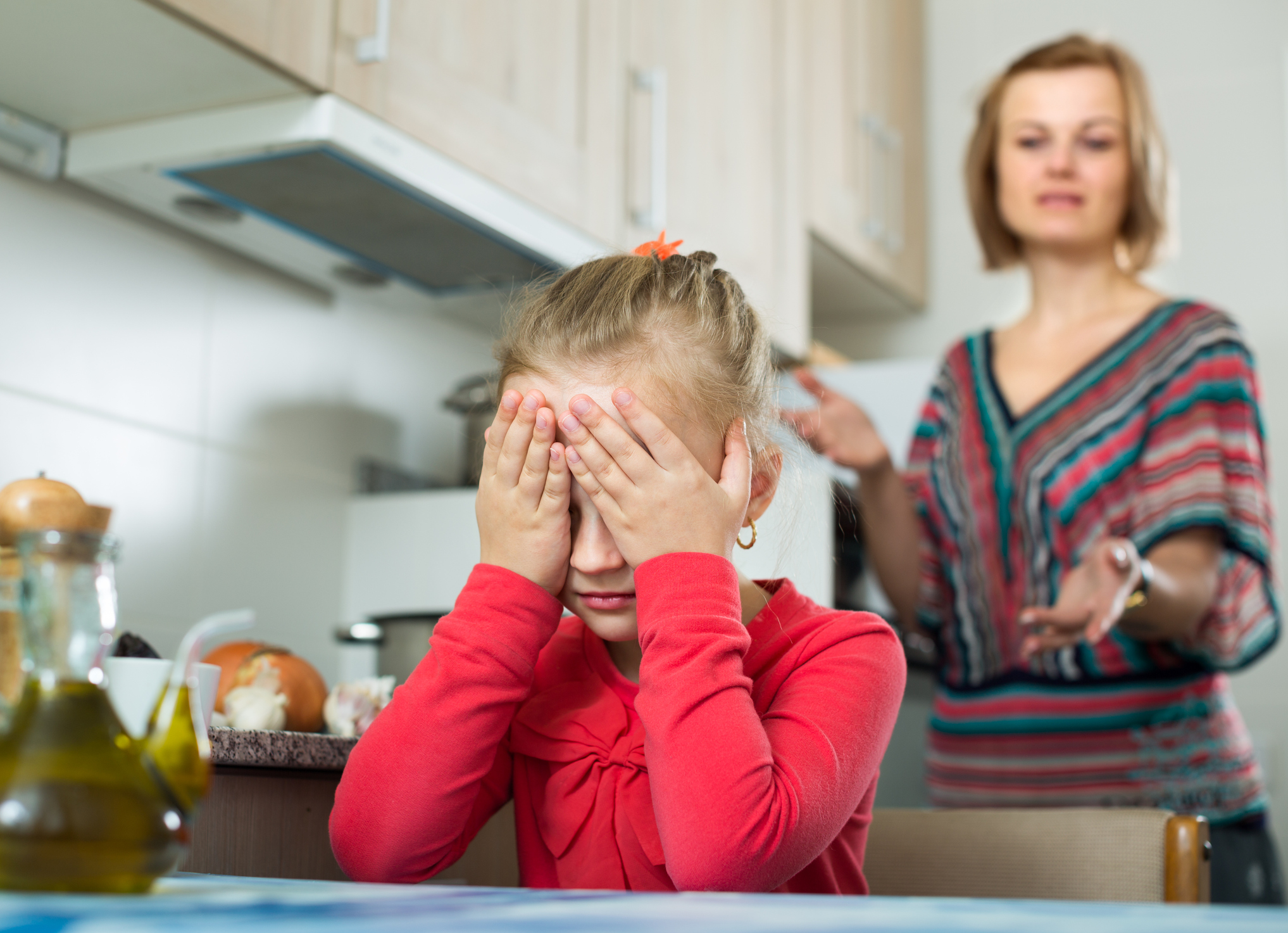 offended woman and child