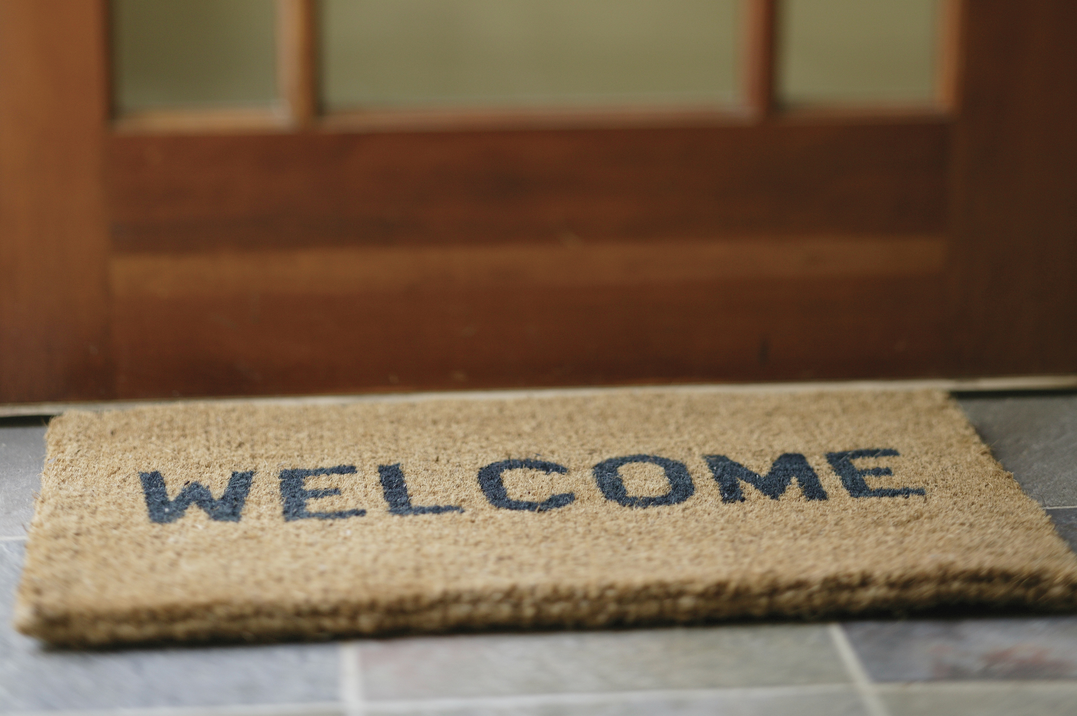 Welcome mat at door