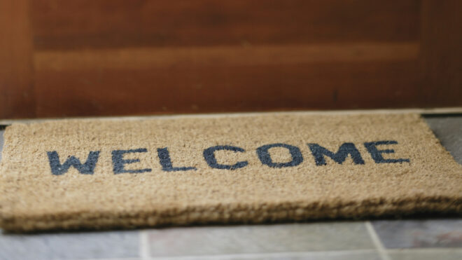 Welcome mat at door