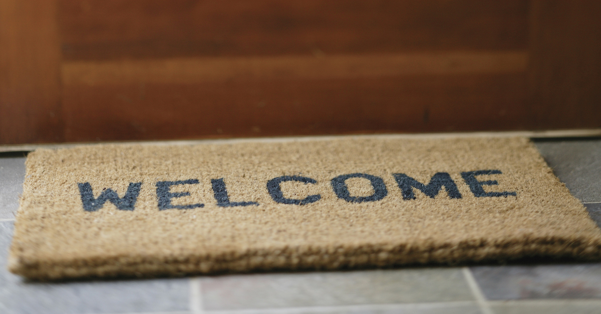 Welcome mat at door