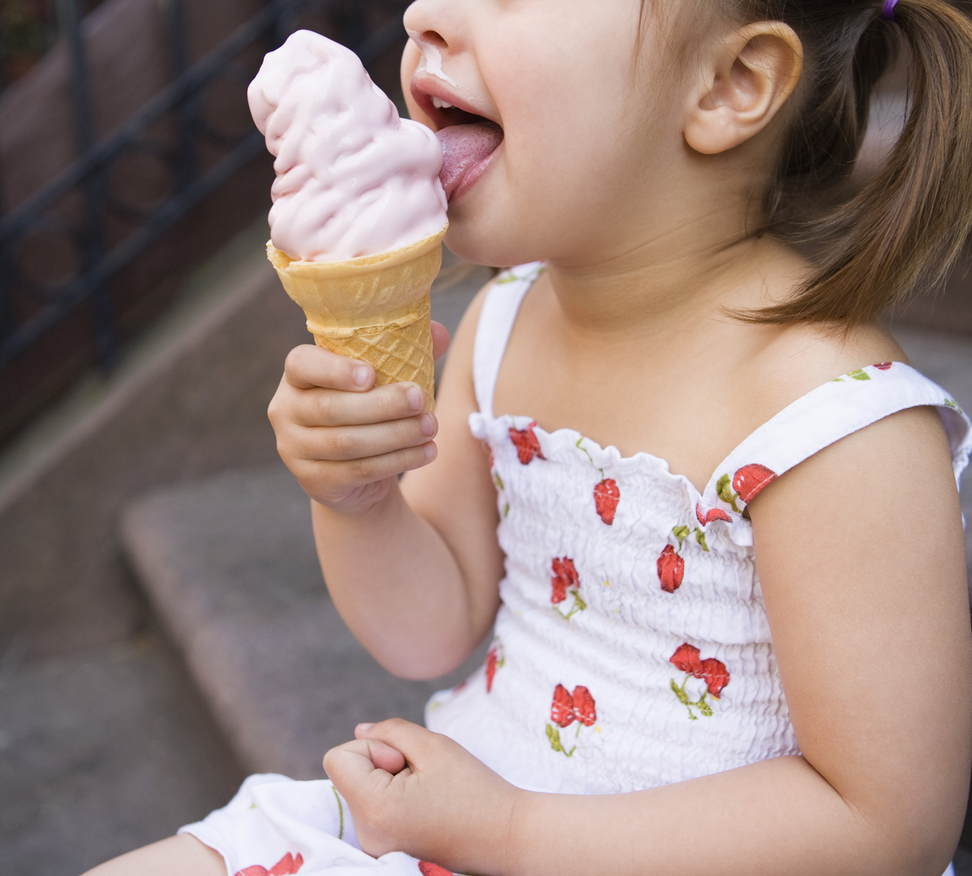 Girl eating an ice cream cone