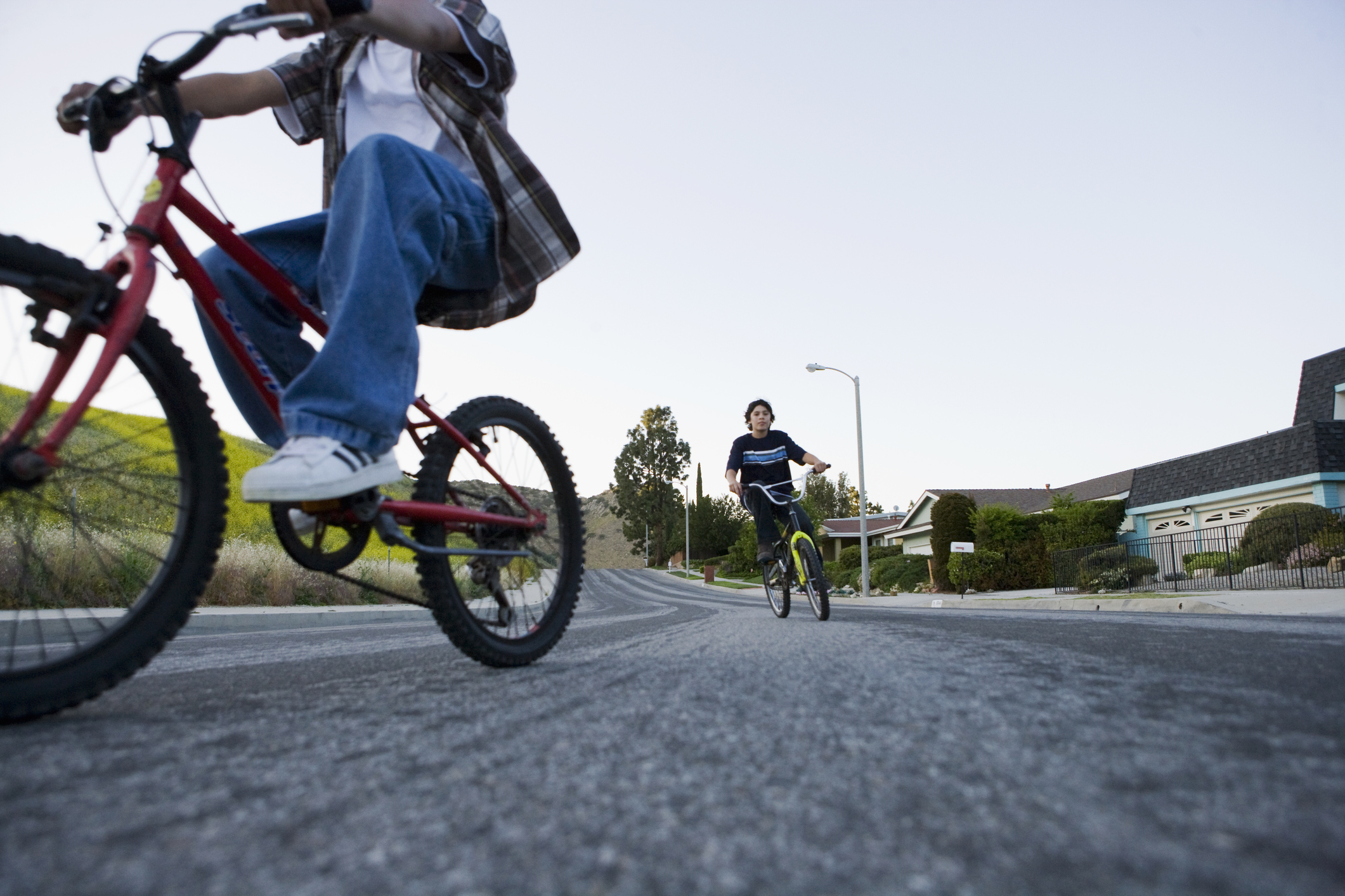 boys riding bicycles