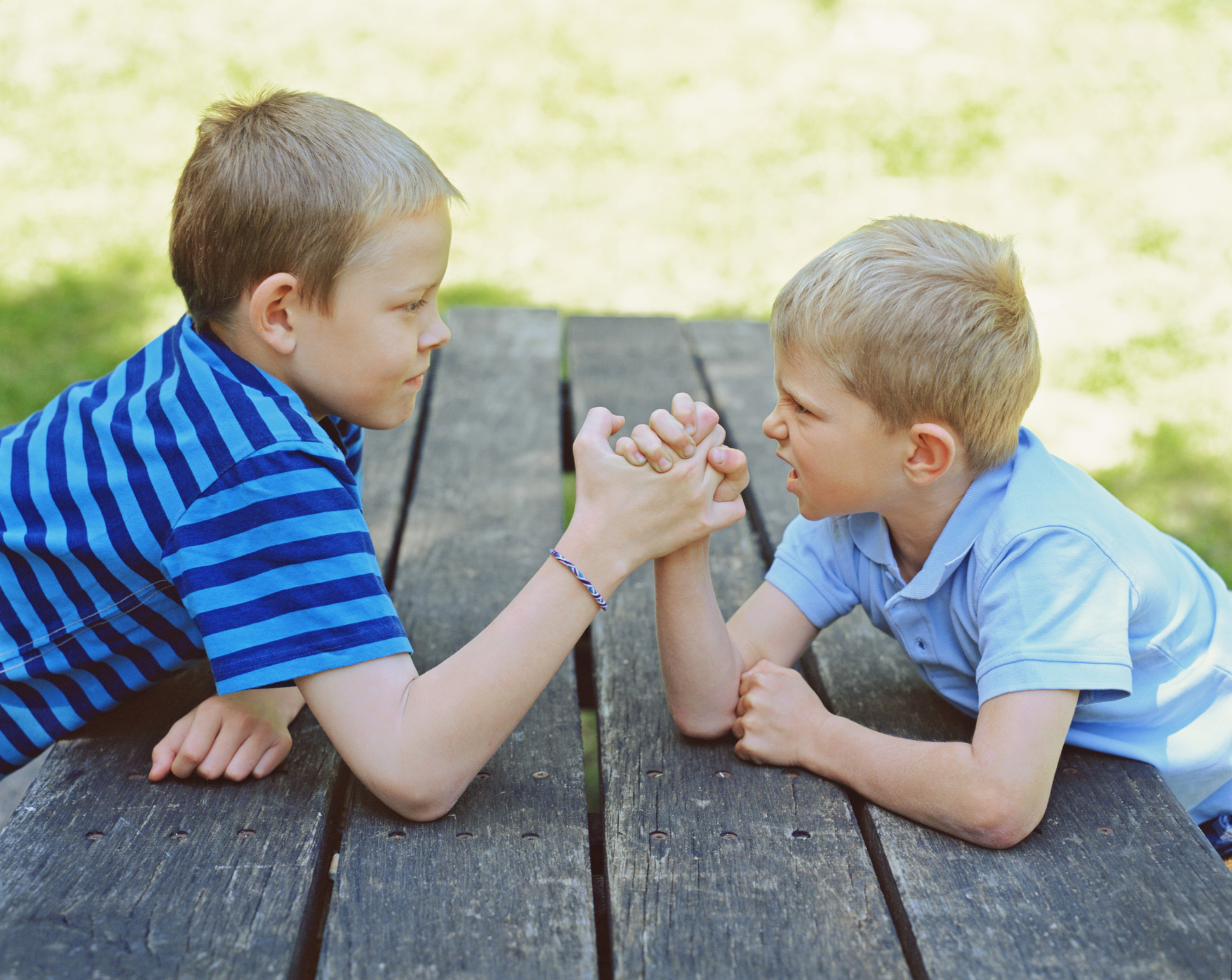 Boys arm wrestling