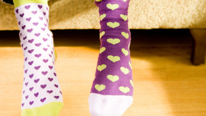 Child wearing novelty socks