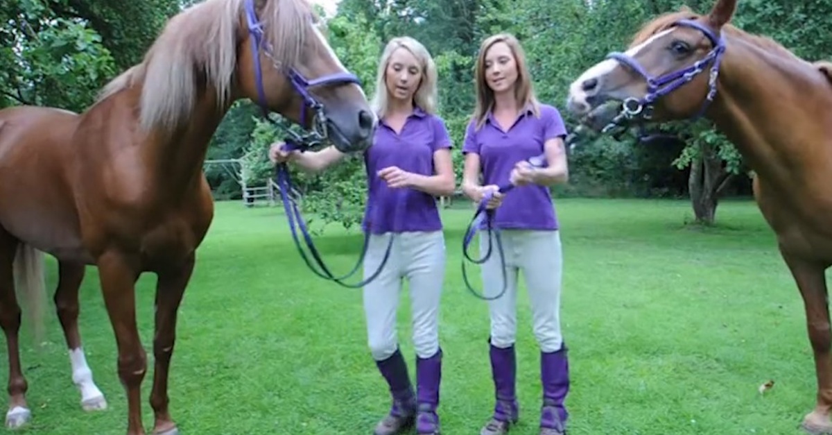 Twin Sisters With Twin Horses