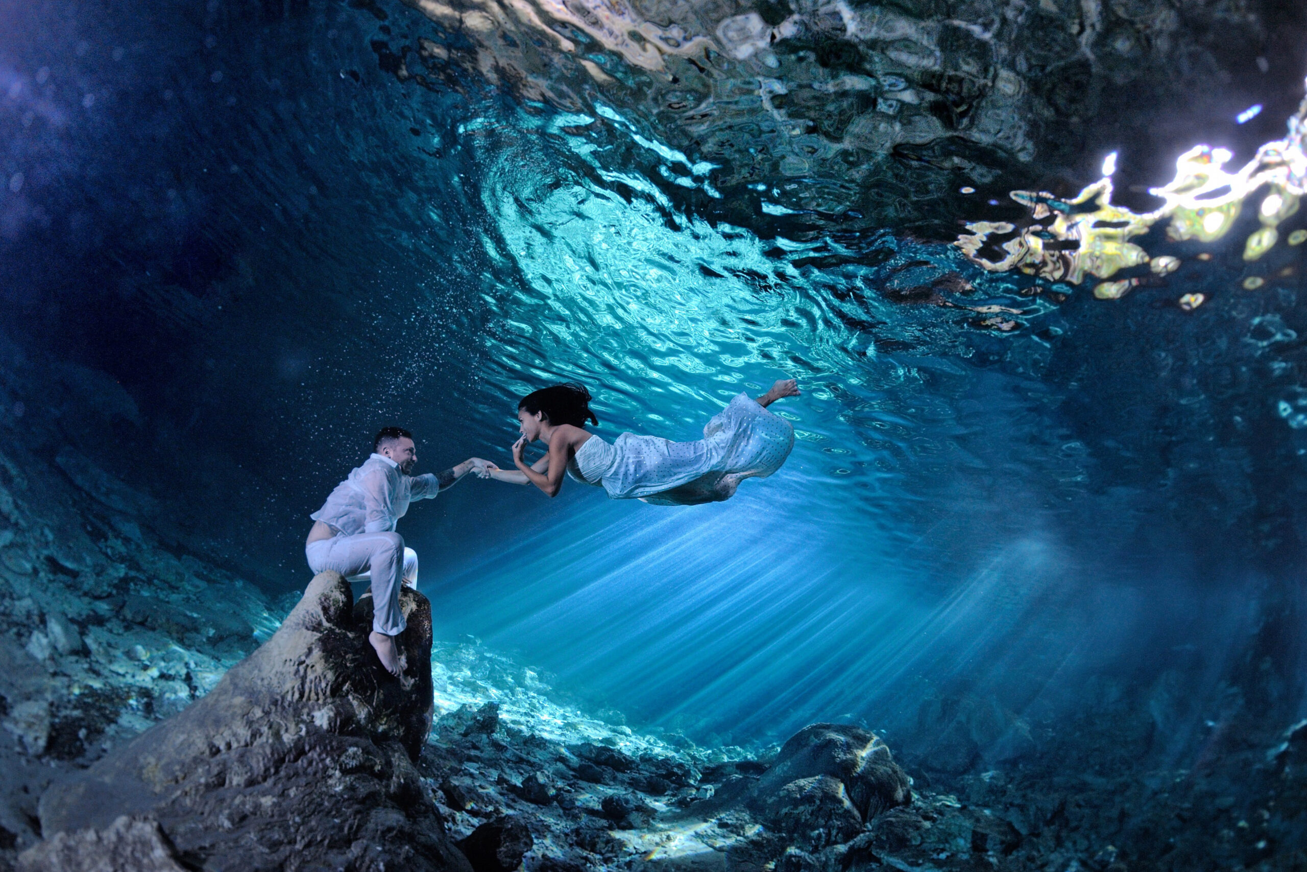 Underwater trash the dress