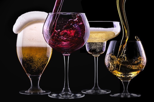 alcohol drinks set isolated on a black