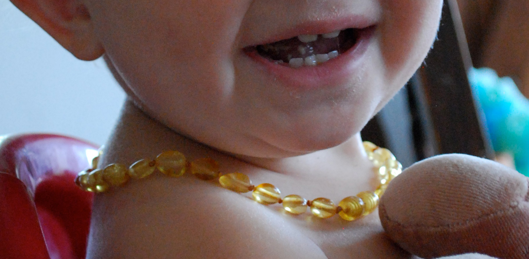 Amber Teething Necklace Baby Neck