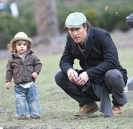 Matthew Mcconaughey with his family in New York City, USA