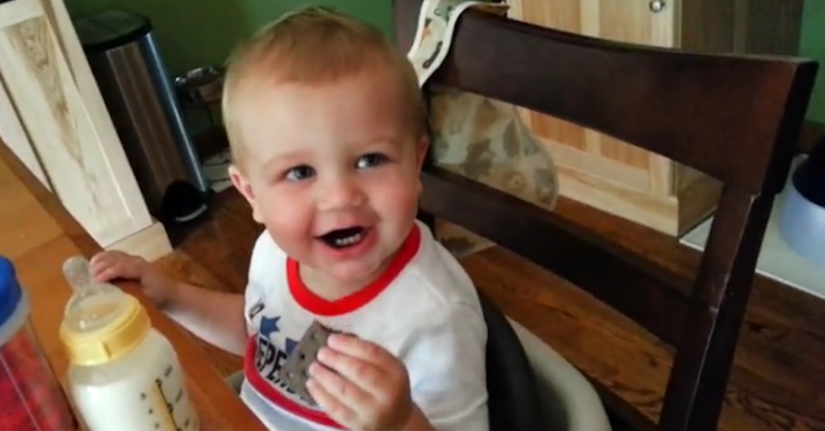 baby mimics dads laugh