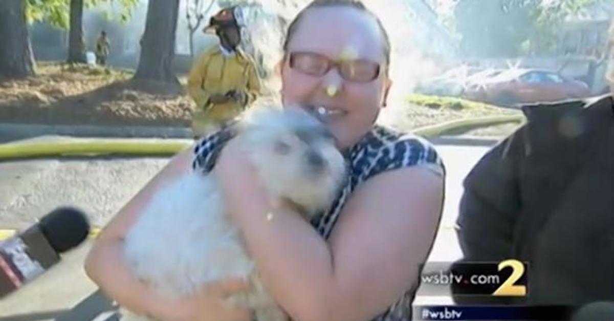 dog trapped burning house rescued