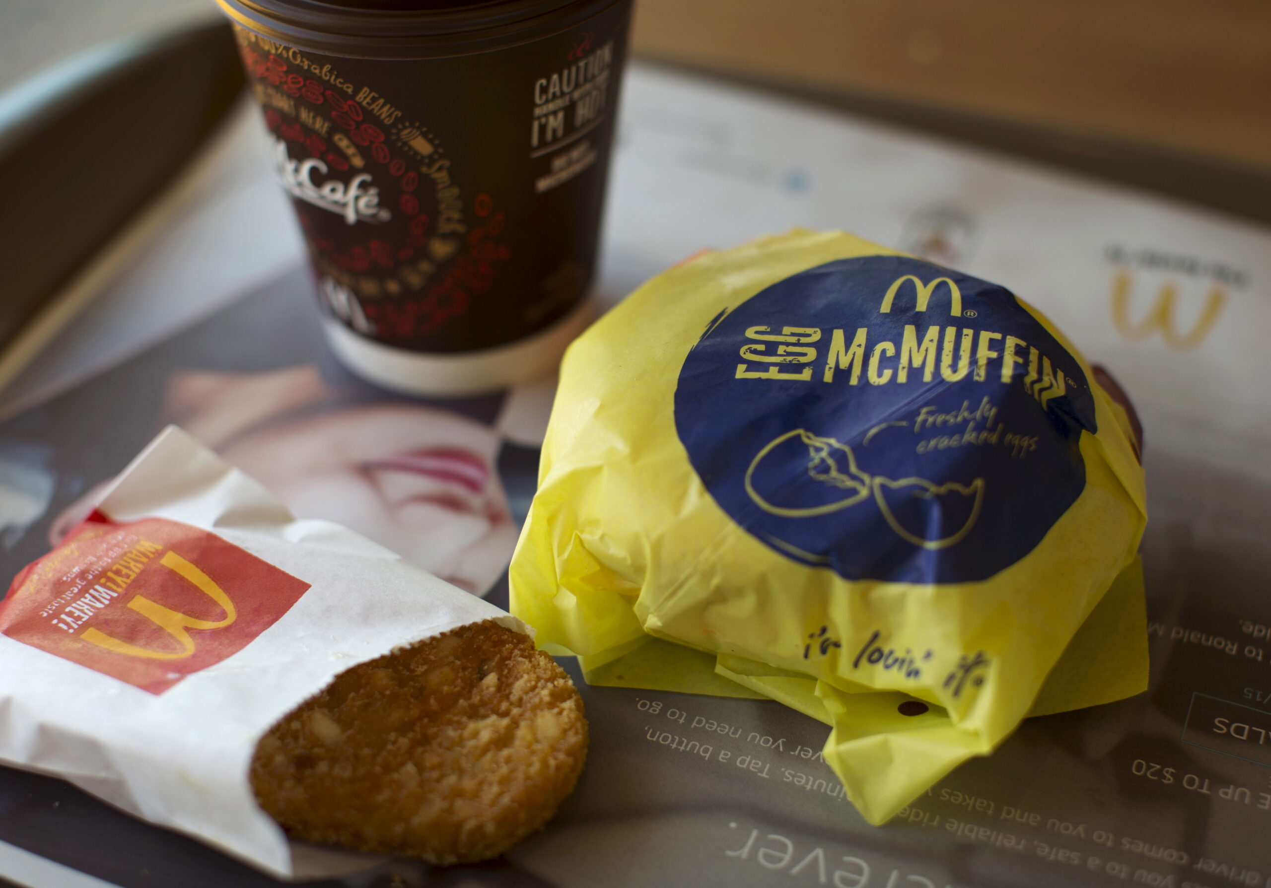 AN EGG MCMUFFIN MEAL IS PICTURED AT A MCDONALD'S RESTAURANT IN ENCINITAS, CALIFORNIA