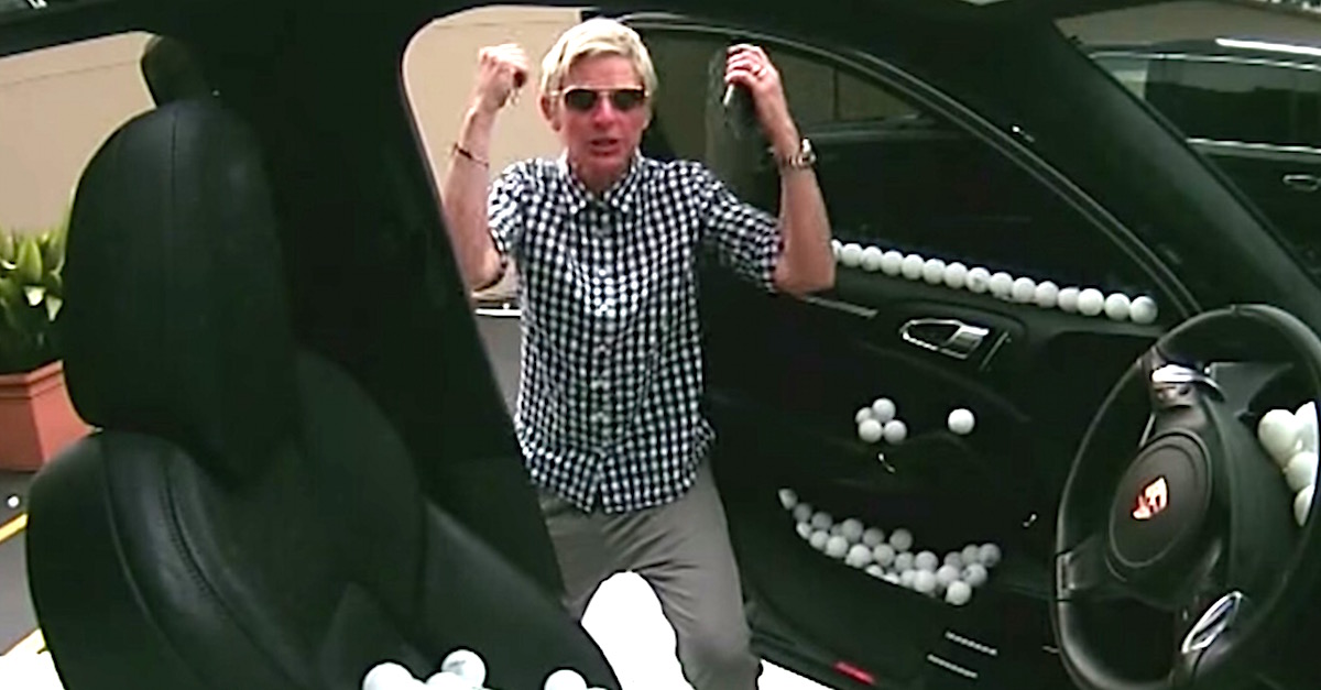 ellen ping pong ball car prank