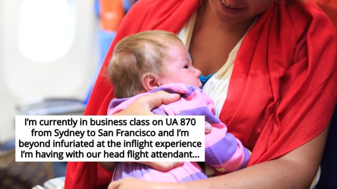 flight attendant unacceptable crying baby