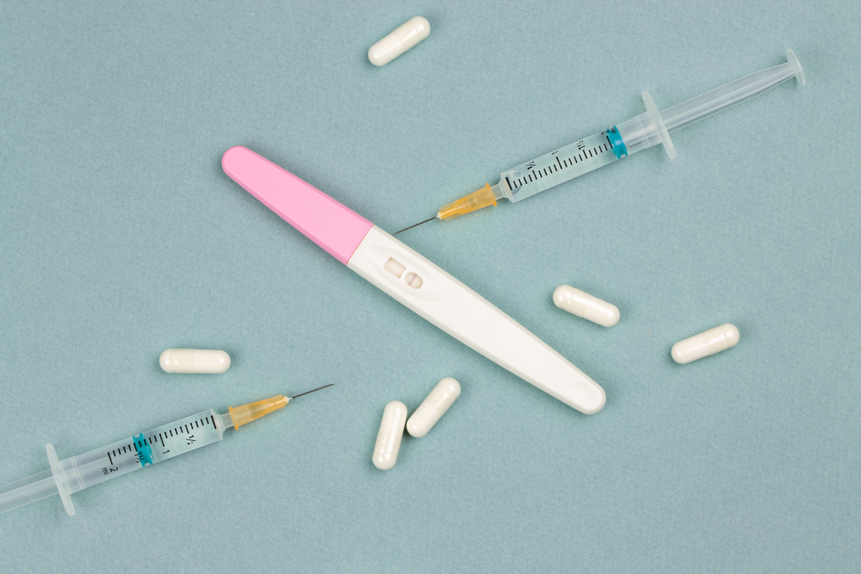 Treatment against male or female infertility. With positive pregnancy test