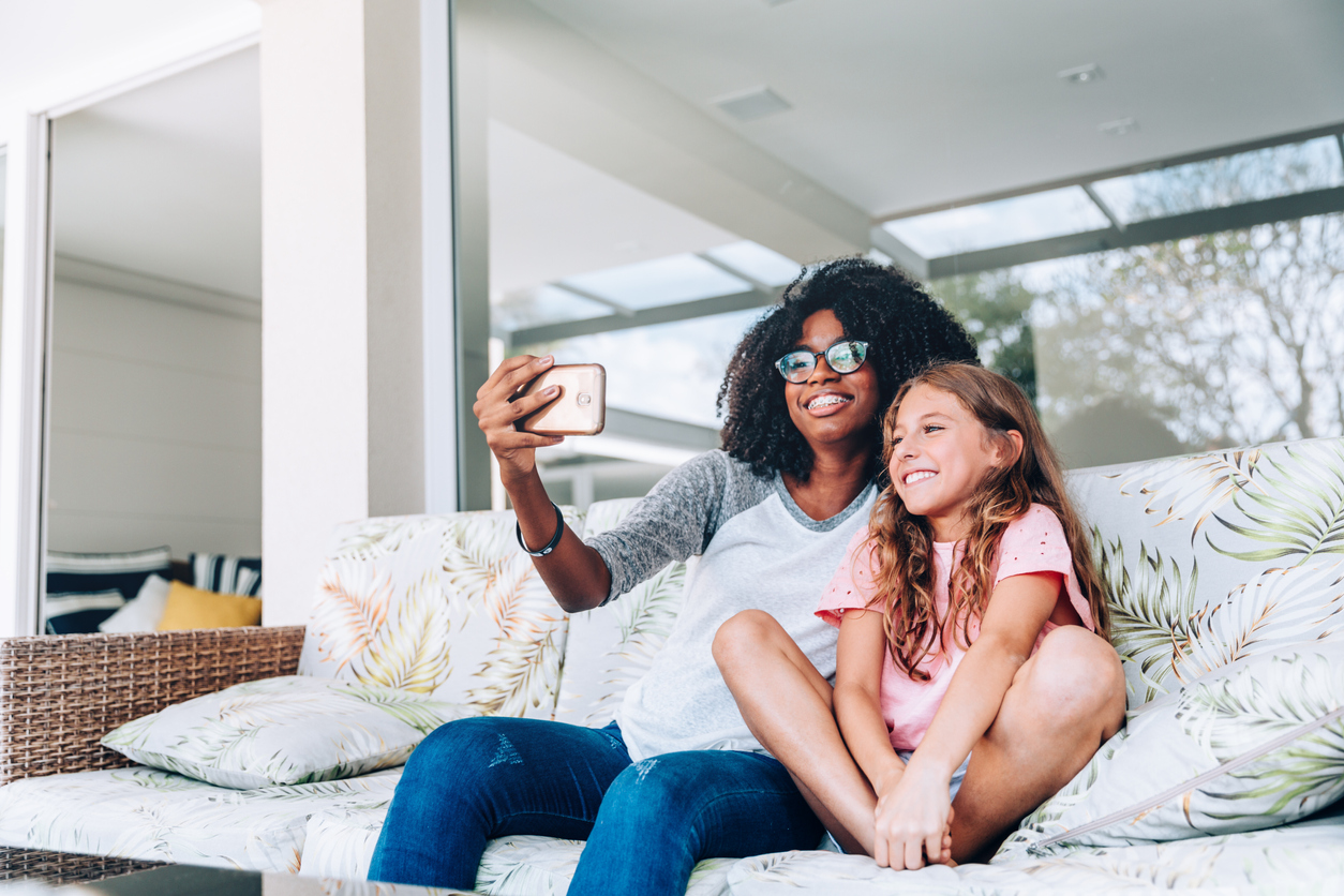 Two young friends taking a selfie