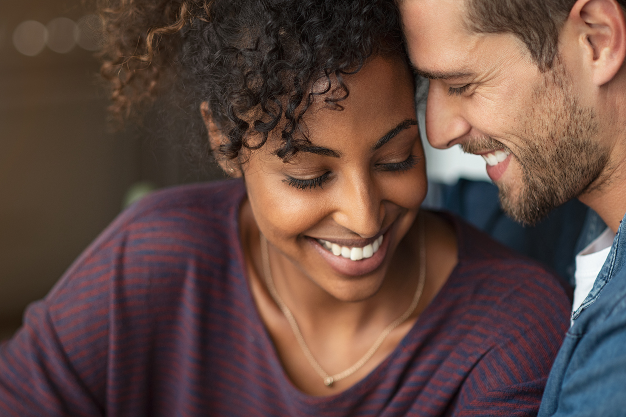 Romantic multiethnic couple in love