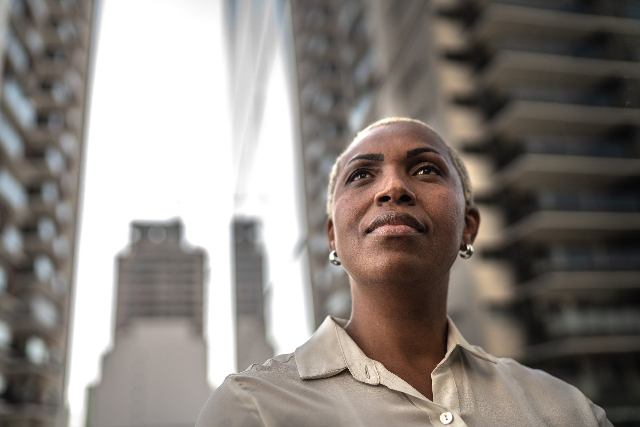 Businesswoman loking away outdoors