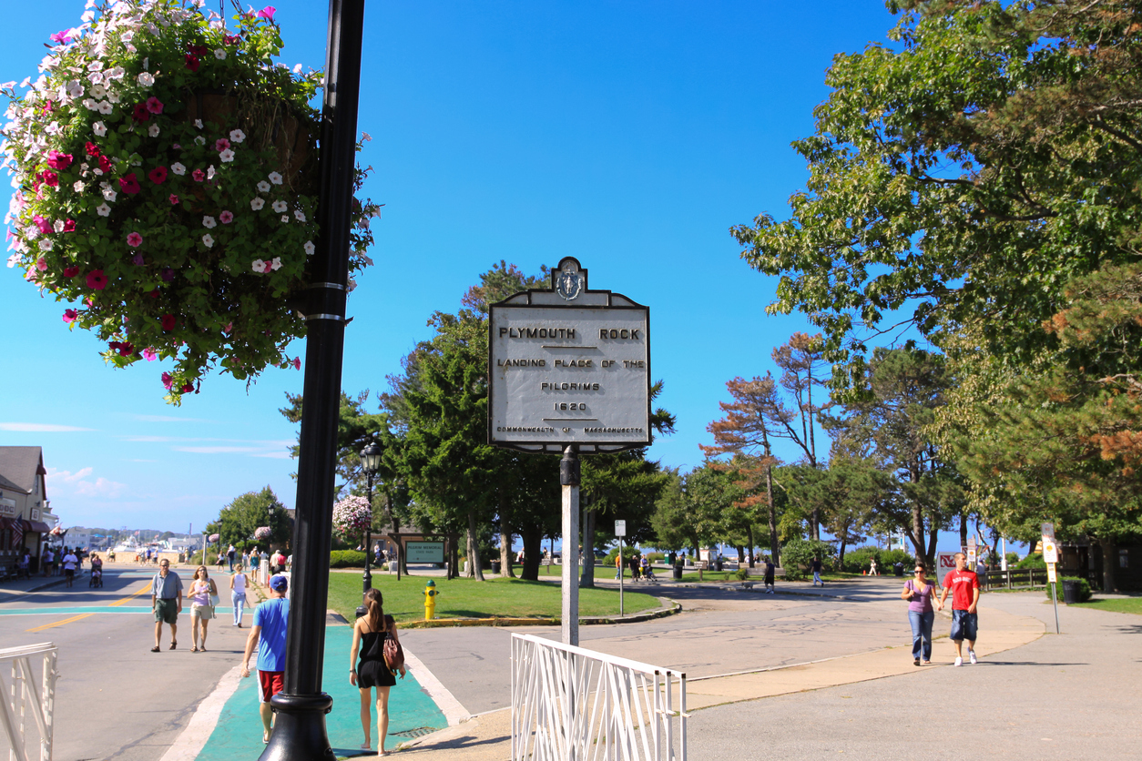 Plymouth Rock, Landing Place of Pilgrims in 1620. Plymouth, Massachusetts
