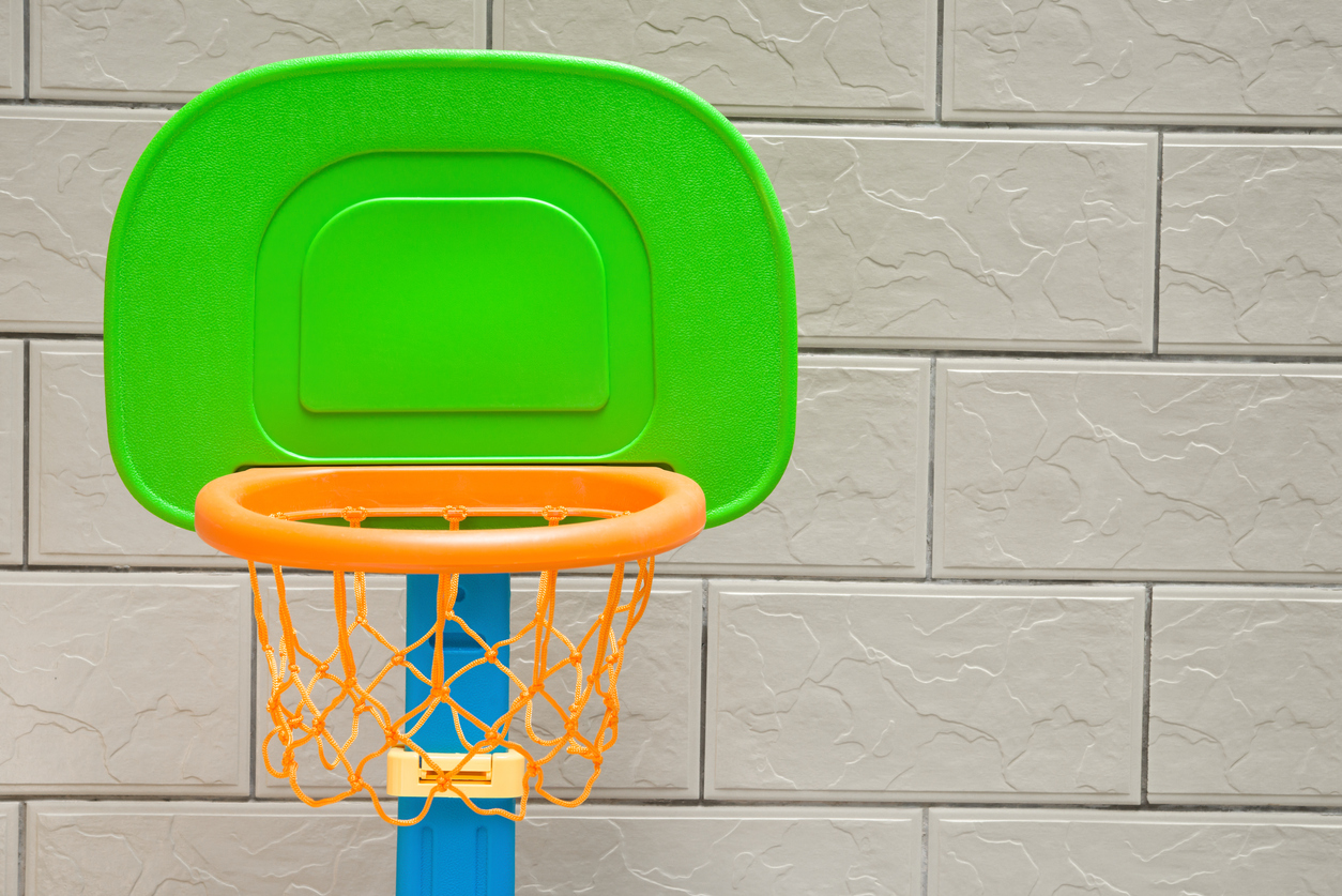 close up of basketball hoop for little kid