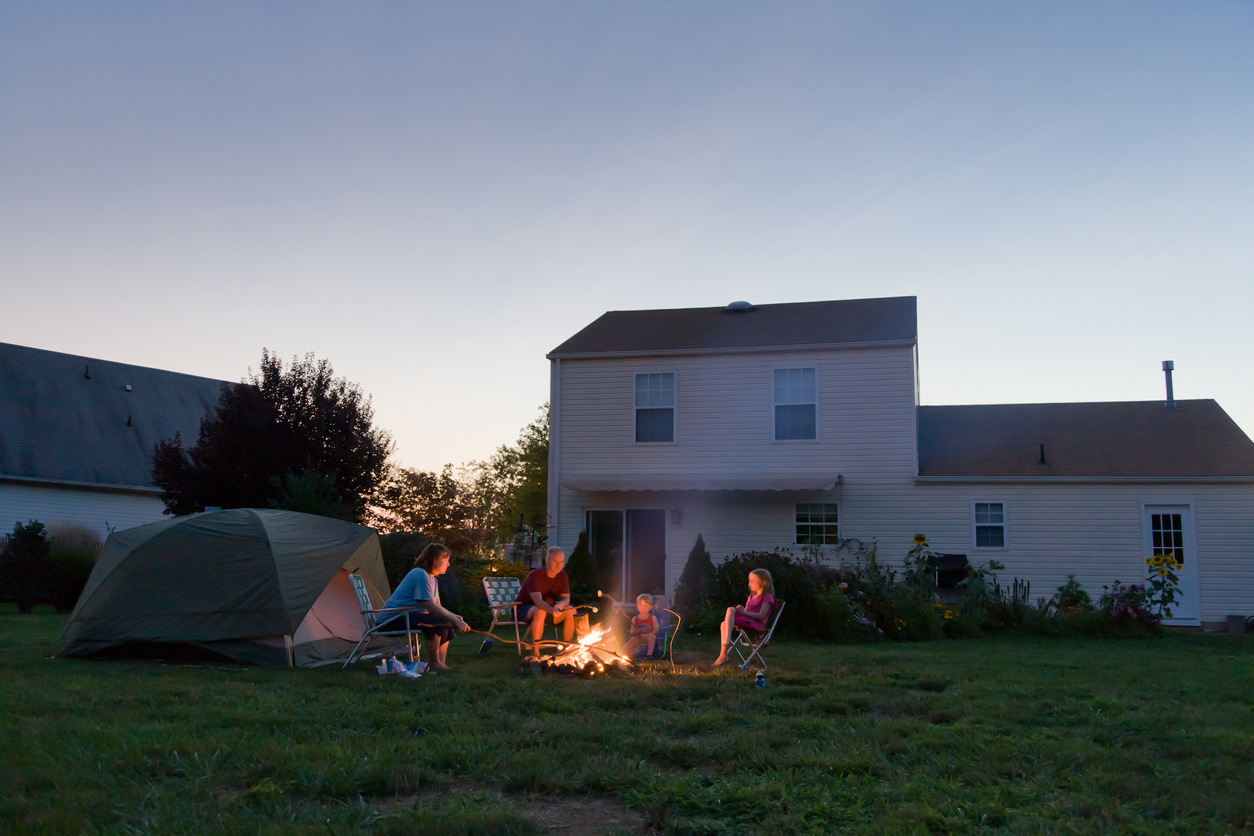 Family Campfire in the Backyard